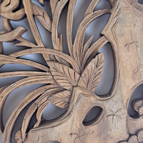 Vintage Intricately Hand Carved Wooden Decor Birds One Piece Construction - Picture 11 of 12